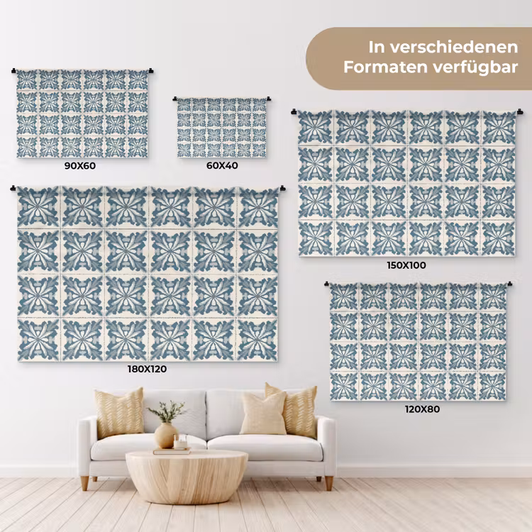 Dessin - Tegel - Blauw Wandkleed katoen klein 269 -tsfeer8_DE