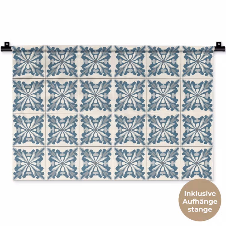 Dessin - Tegel - Blauw Wandkleed katoen klein 269 -t3d_DE