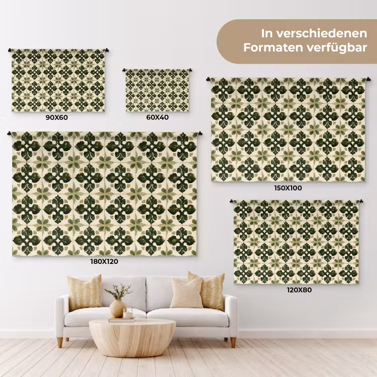 Patroon - Tegel - Groen Wandkleed katoen klein 269 -tsfeer8_DE