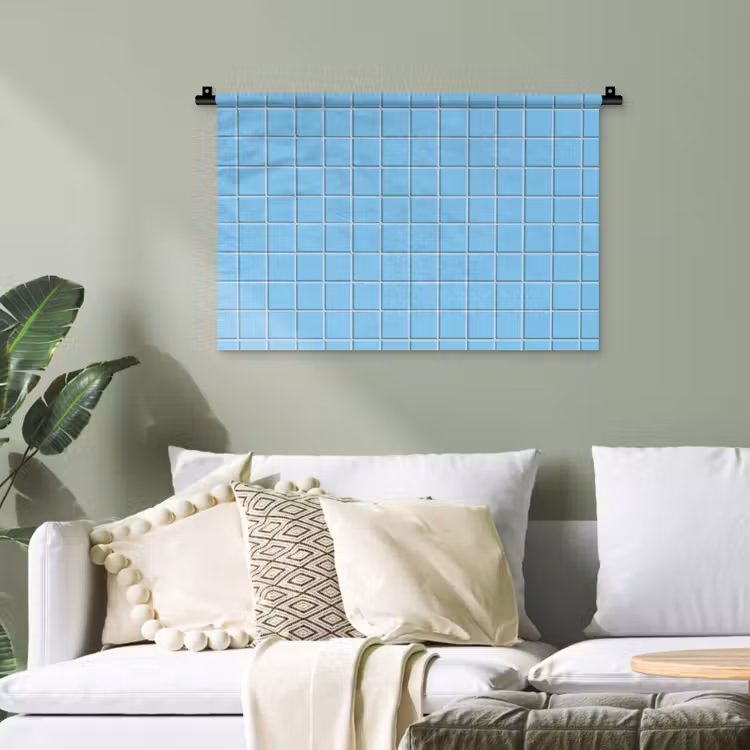 Patroon - Tegel - Pastel - Blauw Wandkleed katoen klein 269 -sfeer7