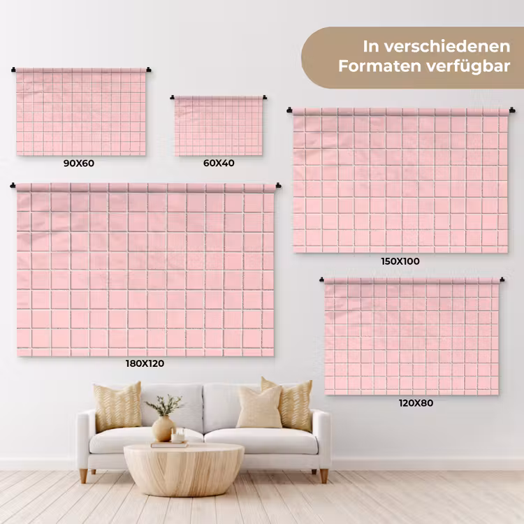Patroon - Tegel - Pastelroze Wandkleed katoen klein 269 -tsfeer8_DE