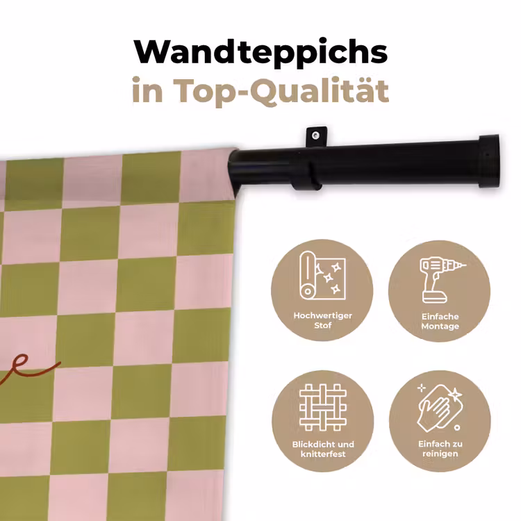 Patroon - Geblokt - Olijfgroen - Amore Wandkleed katoen klein -tsfeer2_DE