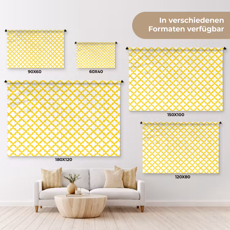 Patroon - Geometrisch - Klassiek - Geel Wandkleed katoen klein 269 -tsfeer8_DE