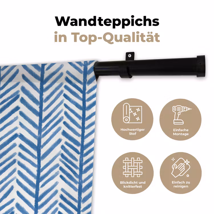 Patroon - Streep - Blauw Wandkleed katoen klein 269 -tsfeer2_DE