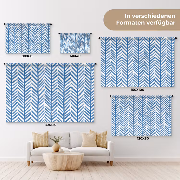 Patroon - Streep - Blauw Wandkleed katoen klein 269 -tsfeer8_DE