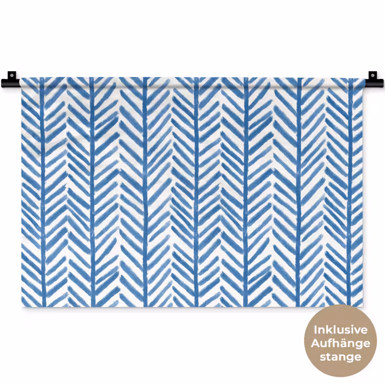Patroon - Streep - Blauw Wandkleed katoen klein 269 -t3d_DE