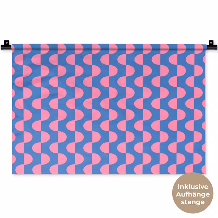 Patroon - Halve cirkels - Abstract - Modern - Roze - Blauw Wandkleed katoen klein -t3d_DE