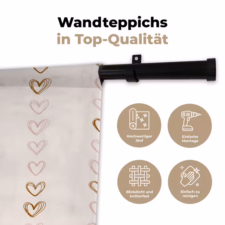 Patroon - Hartjes - Lichtroze Wandkleed katoen klein 269 -tsfeer2_DE