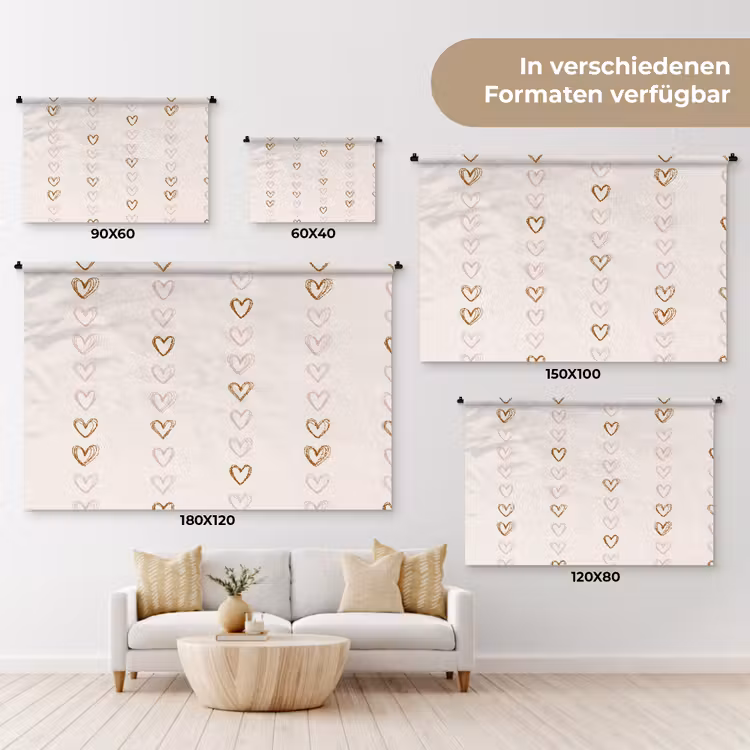 Patroon - Hartjes - Lichtroze Wandkleed katoen klein 269 -tsfeer8_DE