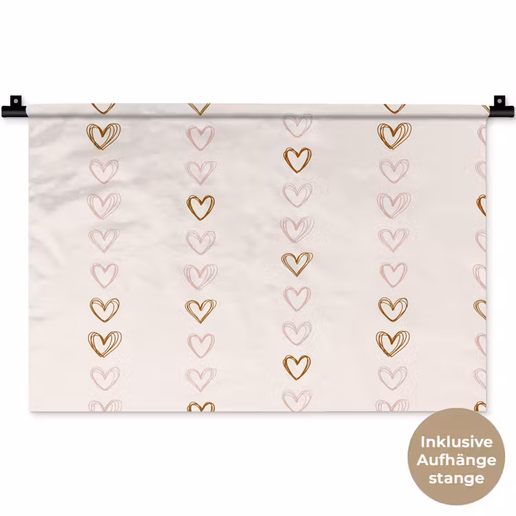 Patroon - Hartjes - Lichtroze Wandkleed katoen klein 269 -t3d_DE