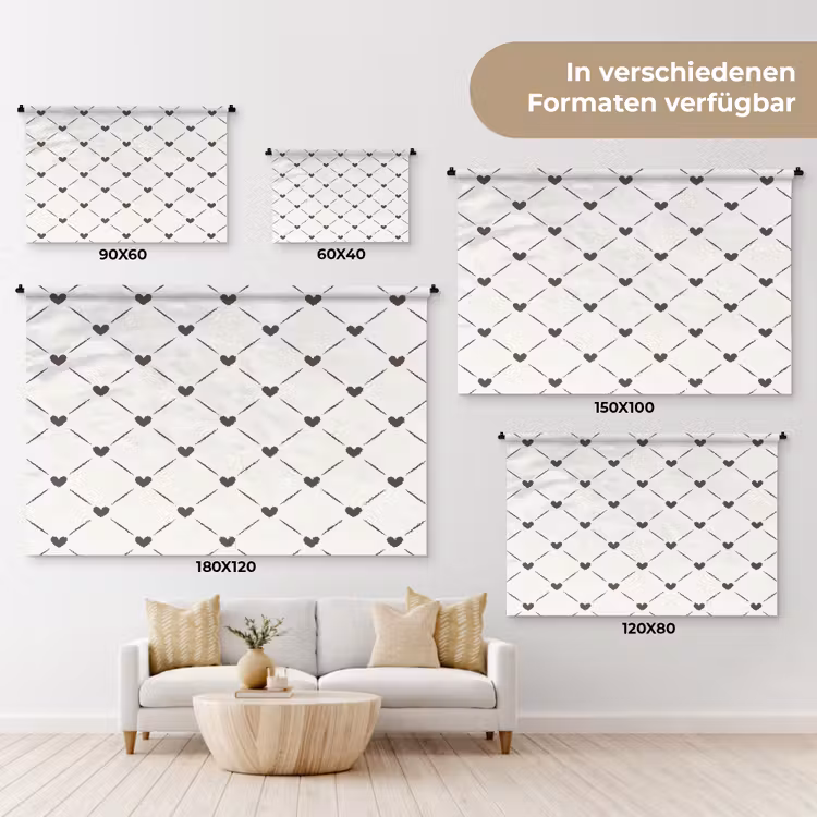 Patroon - Hartjes - Strepen - Ruiten Wandkleed katoen klein 269 -tsfeer8_DE