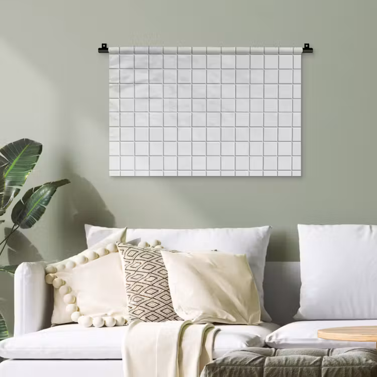 Patroon - Tegels - Grijs - Wit Wandkleed katoen klein 269 -sfeer7