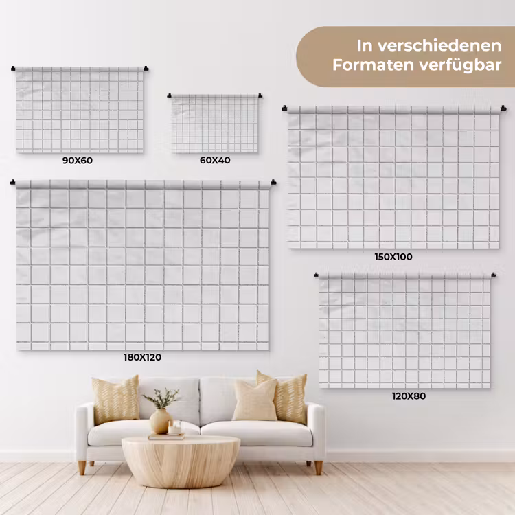 Patroon - Tegels - Grijs - Wit Wandkleed katoen klein 269 -tsfeer8_DE