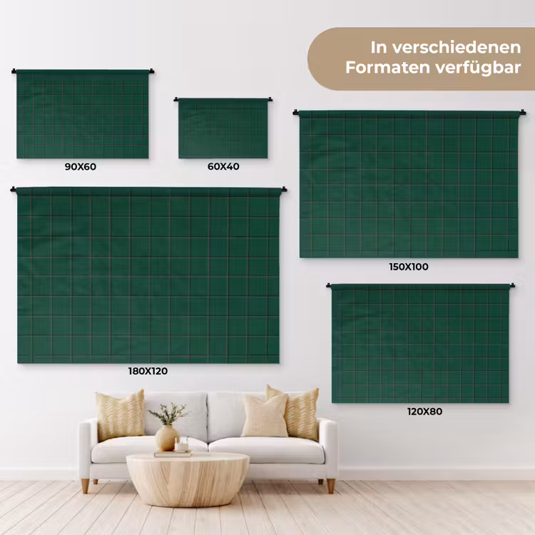 Patroon - Tegels - Dennen - Groen Wandkleed katoen klein 269 -tsfeer8_DE