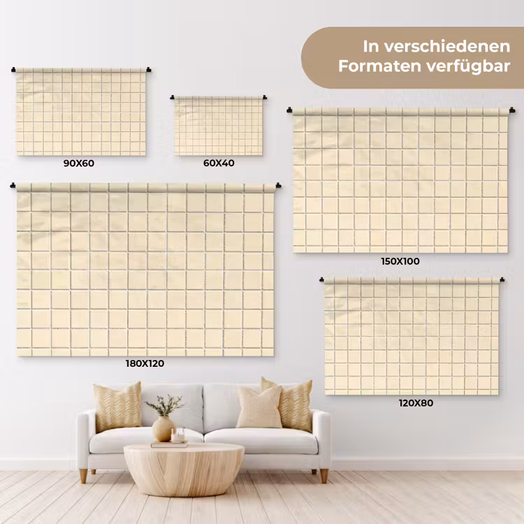 Patroon - Tegels - Gebroken - Wit Wandkleed katoen klein 269 -tsfeer8_DE