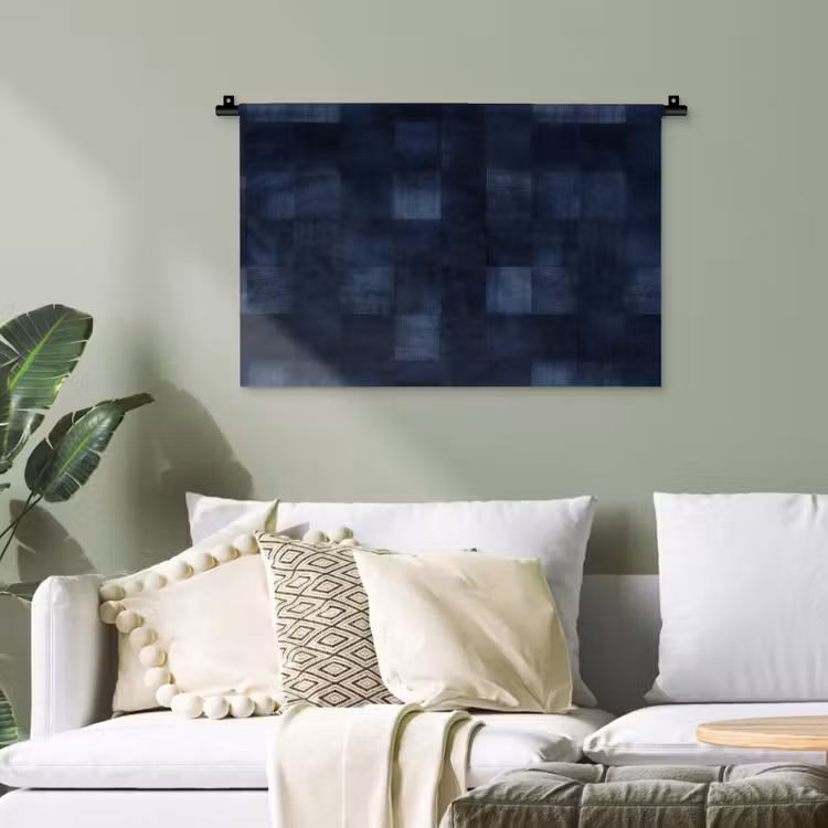 Patroon - Ruit - Marineblauw Wandkleed katoen klein 269 -sfeer7