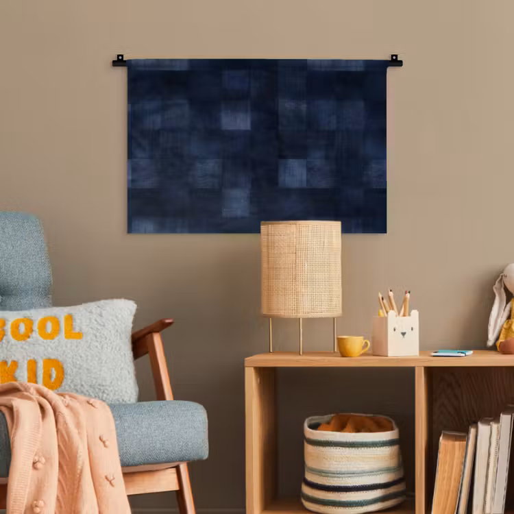 Patroon - Ruit - Marineblauw Wandkleed katoen klein 269 -wsfeer4_kind