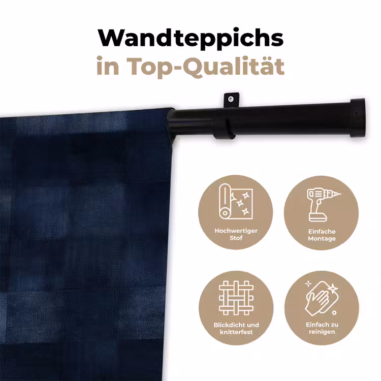 Patroon - Ruit - Marineblauw Wandkleed katoen klein 269 -tsfeer2_DE