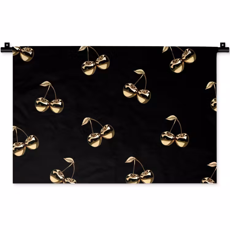 Patroon - Kersen - Goud - Chrome Wandkleed katoen klein -zz3d
