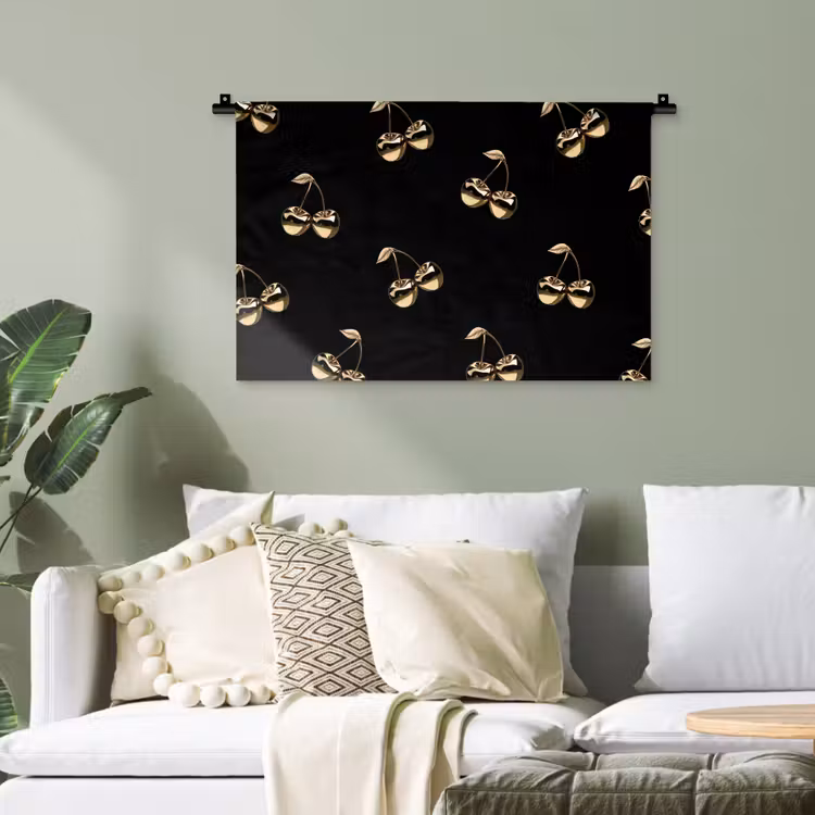 Patroon - Kersen - Goud - Chrome Wandkleed katoen klein -sfeer7