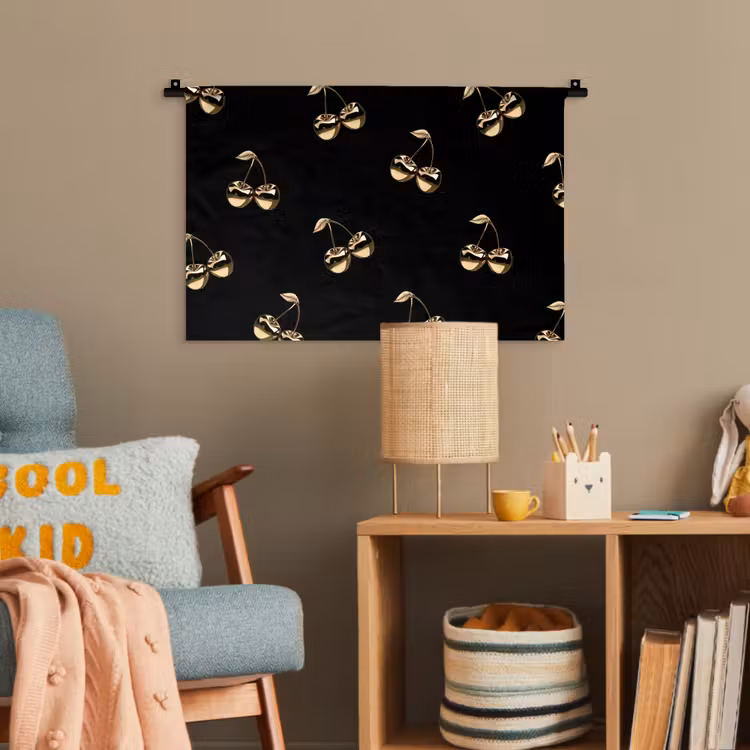 Patroon - Kersen - Goud - Chrome Wandkleed katoen klein -wsfeer4_kind