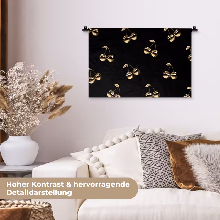 Patroon - Kersen - Goud - Chrome Wandkleed katoen klein -tsfeer1_DE