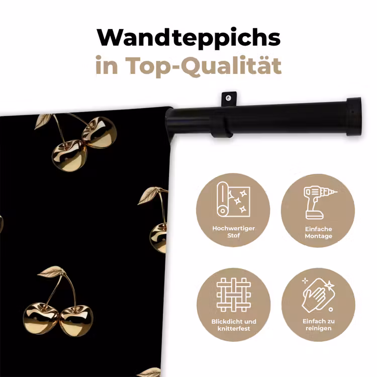 Patroon - Kersen - Goud - Chrome Wandkleed katoen klein -tsfeer2_DE