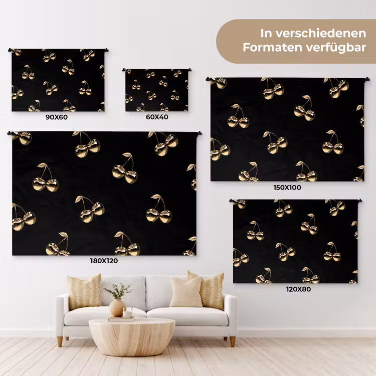 Patroon - Kersen - Goud - Chrome Wandkleed katoen klein -tsfeer8_DE