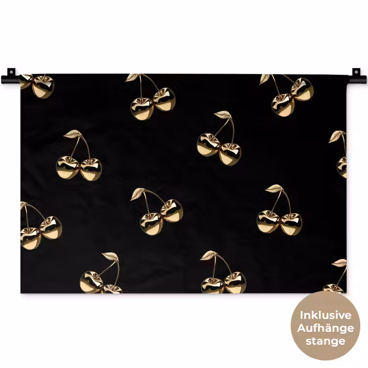 Patroon - Kersen - Goud - Chrome Wandkleed katoen klein -t3d_DE