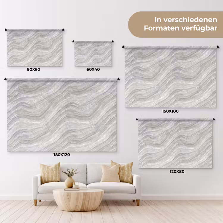 Patroon - Helder - Wit - Grijs Wandkleed katoen klein 269 -tsfeer8_DE