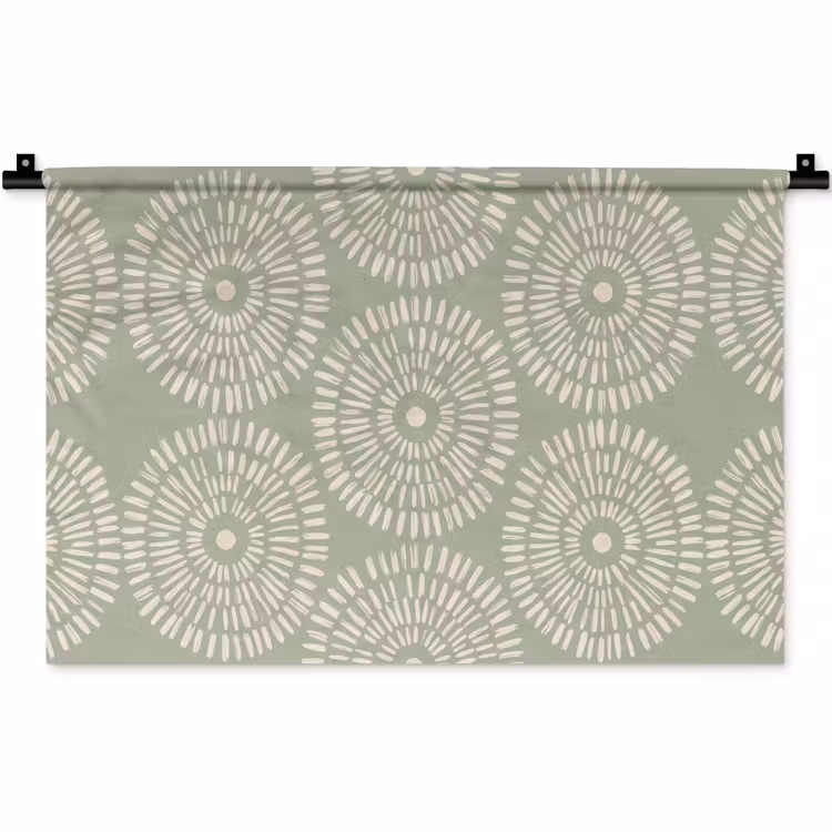 Patroon - Cirkels - Abstract - Modern - Groen Wandkleed katoen klein -zz3d