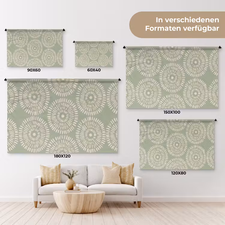 Patroon - Cirkels - Abstract - Modern - Groen Wandkleed katoen klein -tsfeer8_DE