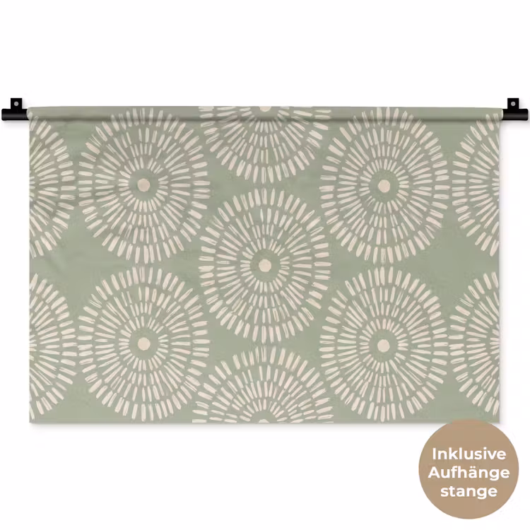 Patroon - Cirkels - Abstract - Modern - Groen Wandkleed katoen klein -t3d_DE