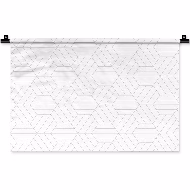 Patroon - Lijn - Design - Zwart - Wit Wandkleed katoen klein 269 -zz3d