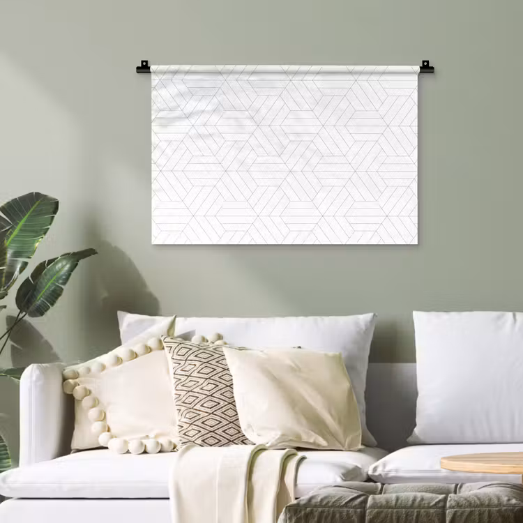 Patroon - Lijn - Design - Zwart - Wit Wandkleed katoen klein 269 -sfeer7