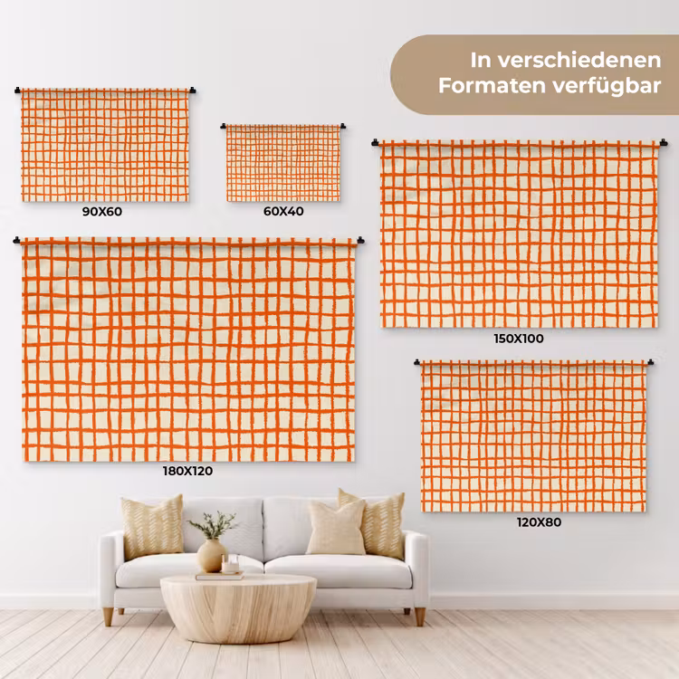 Patroon - Lijnen - Oranje Wandkleed katoen klein 269 -tsfeer8_DE