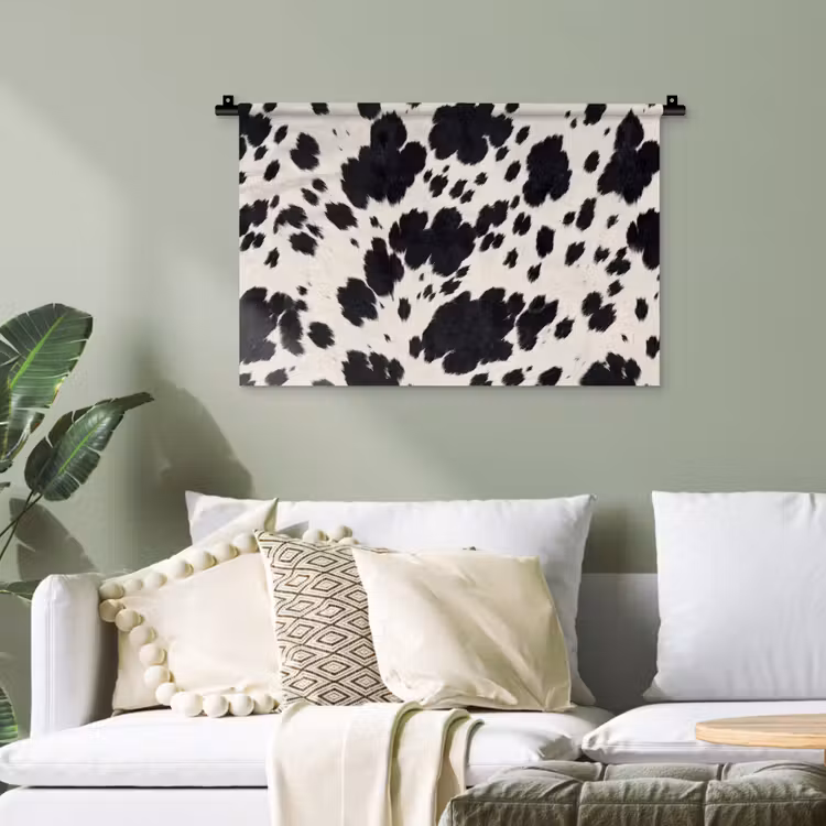 Patroon - Vacht - Zwart - Wit Wandkleed katoen klein -sfeer7