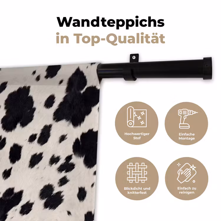 Patroon - Vacht - Zwart - Wit Wandkleed katoen klein -tsfeer2_DE