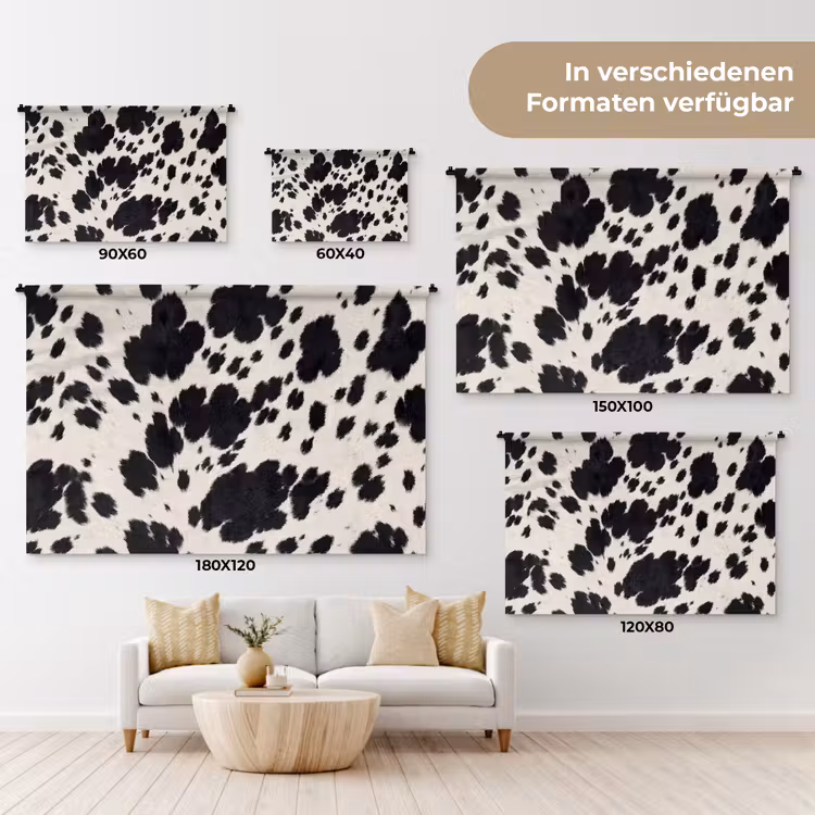 Patroon - Vacht - Zwart - Wit Wandkleed katoen klein -tsfeer8_DE