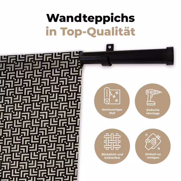 Patroon - Marmer - Zwart Wandkleed katoen klein 269 -tsfeer2_DE