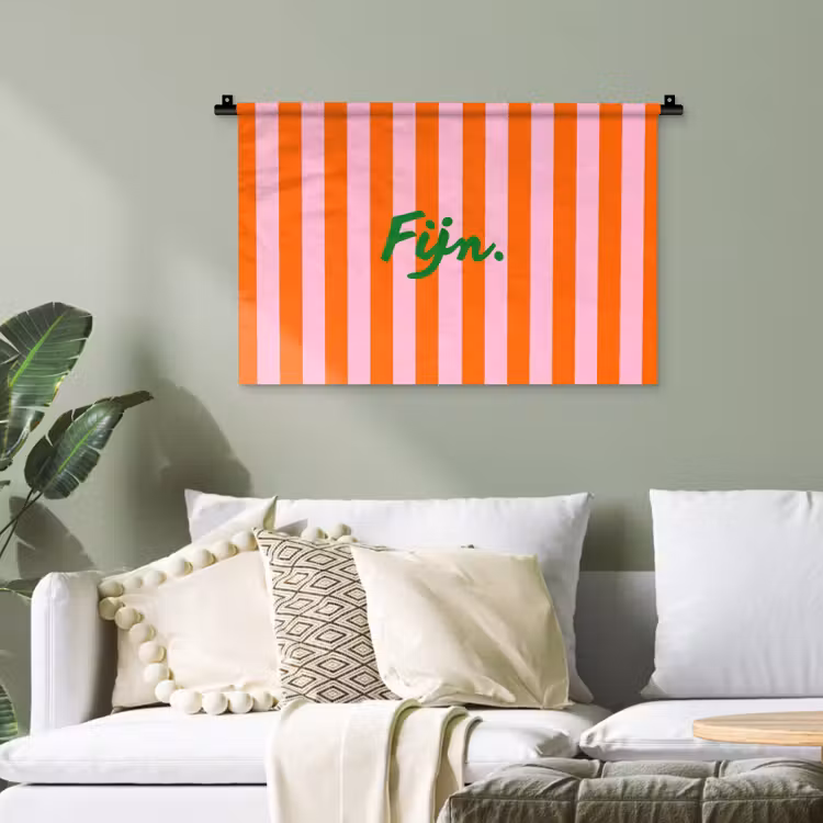 Patroon - Oranje - Fijn - Strepen Wandkleed katoen klein -sfeer7