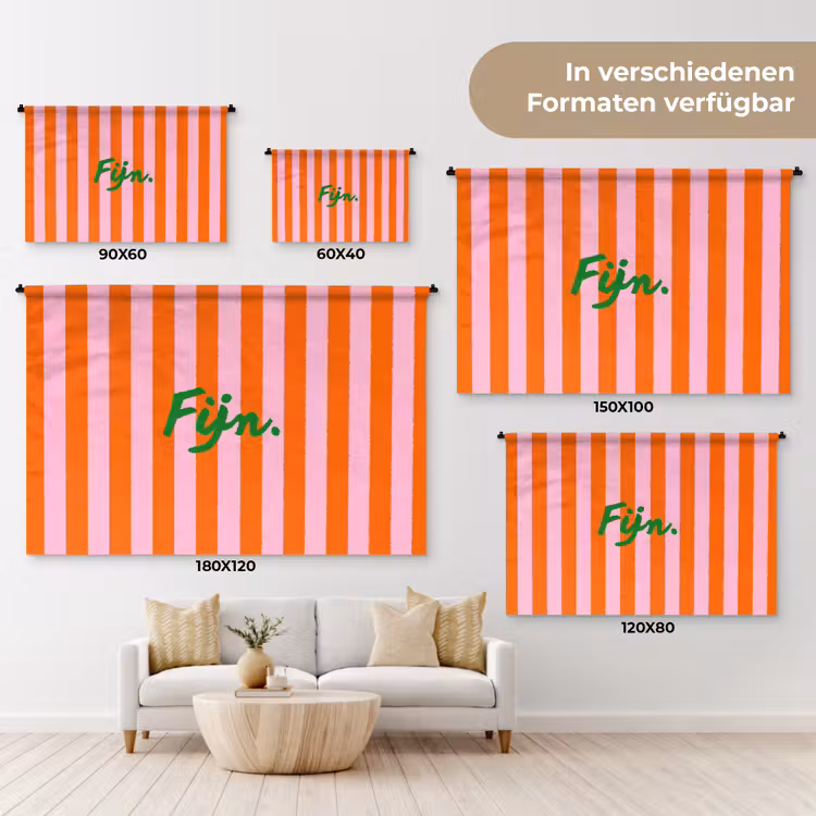 Patroon - Oranje - Fijn - Strepen Wandkleed katoen klein -tsfeer8_DE