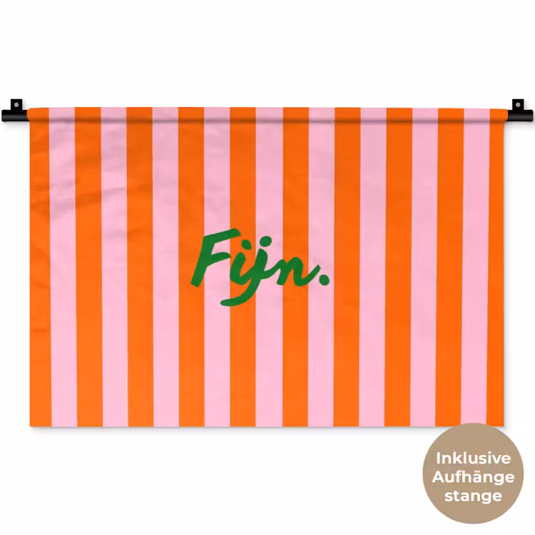 Patroon - Oranje - Fijn - Strepen Wandkleed katoen klein -t3d_DE