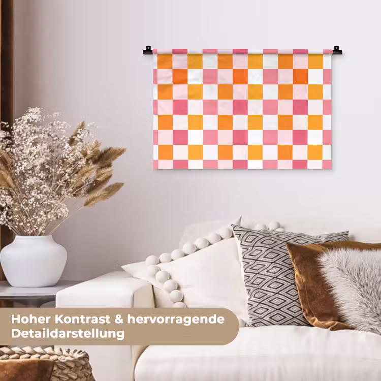 Patroon - Vierkant - Roze Wandkleed katoen klein 269 -tsfeer1_DE