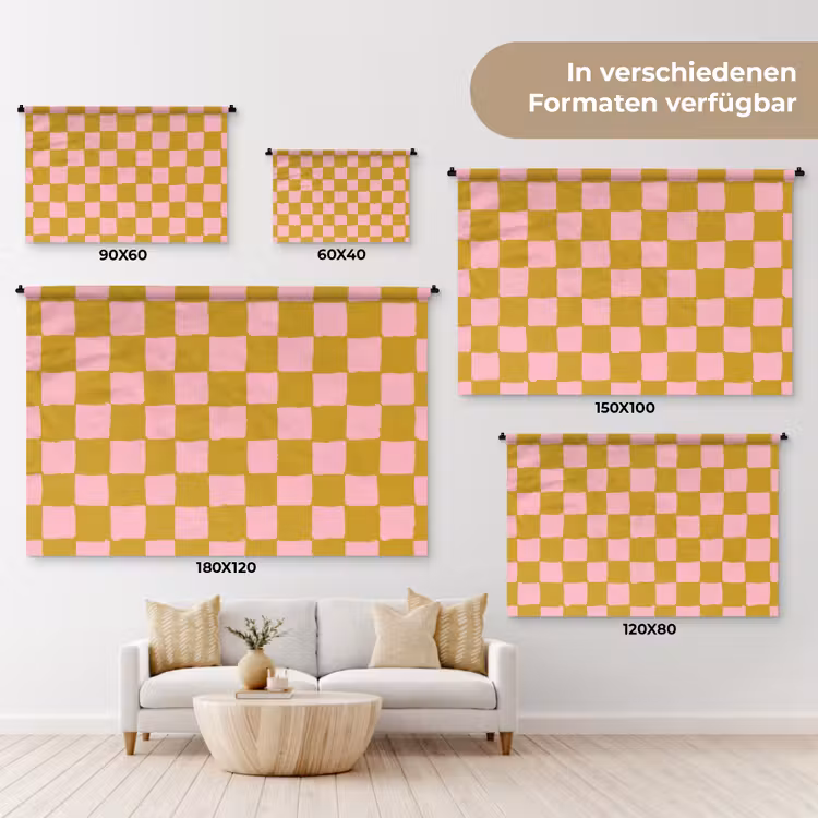 Patroon - Vierkant - Roze Wandkleed katoen klein 269 -tsfeer8_DE