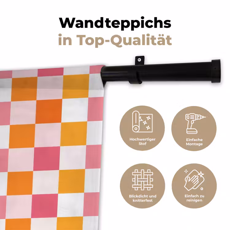Patroon - Vierkant - Roze Wandkleed katoen klein 269 -tsfeer2_DE