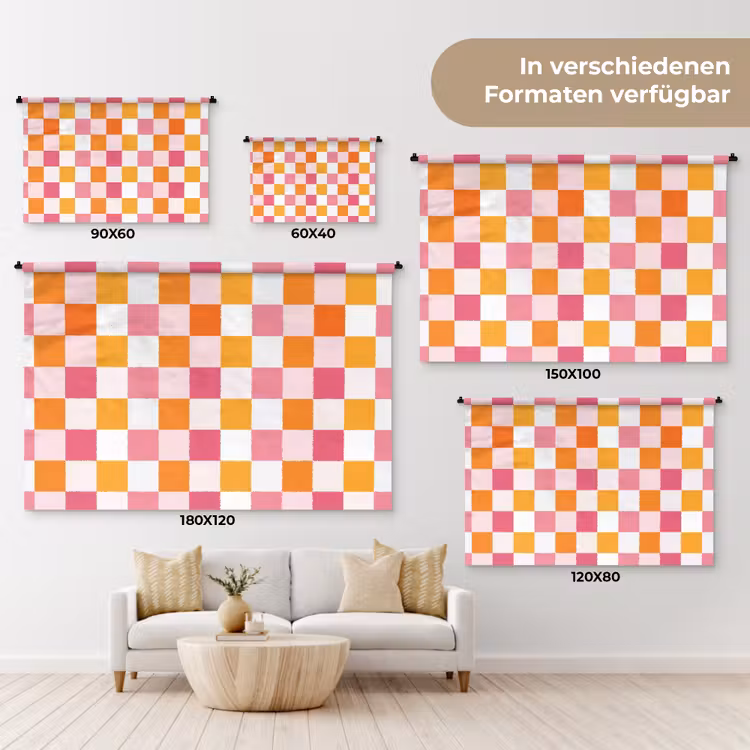 Patroon - Vierkant - Roze Wandkleed katoen klein 269 -tsfeer8_DE