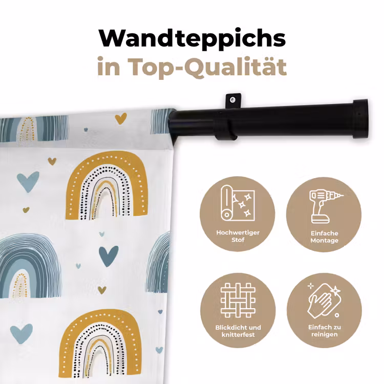 Patroon - Regenboog - Hartjes Wandkleed katoen klein -tsfeer2_DE
