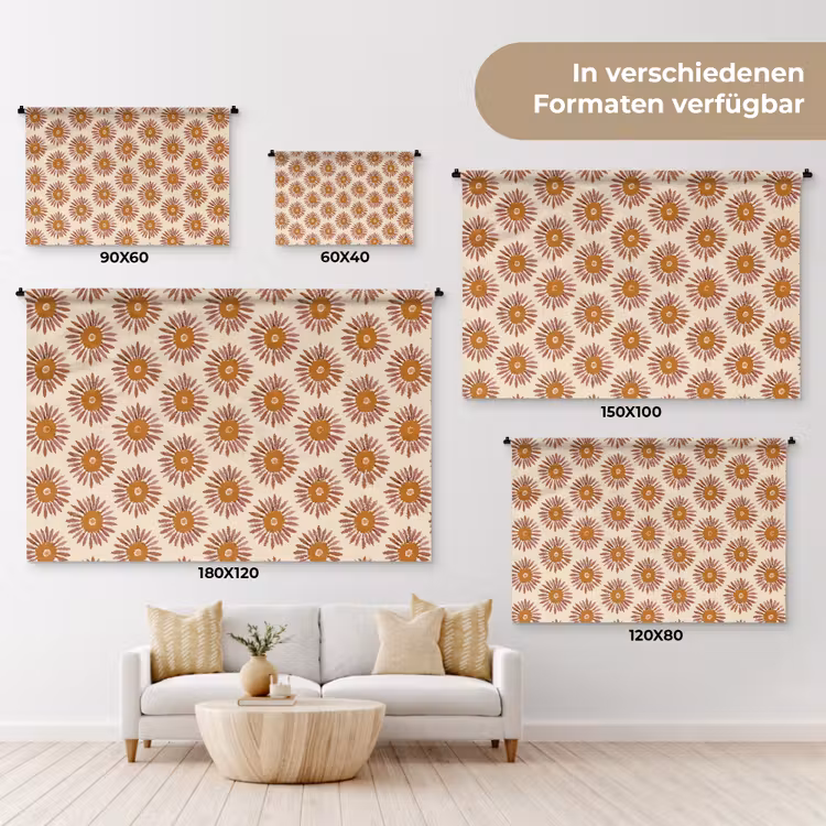 Patroon - Retro - Bruin Wandkleed katoen klein 269 -tsfeer8_DE