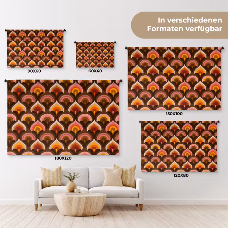 Patroon - Retro - Kleurrijk Wandkleed katoen klein 269 -tsfeer8_DE